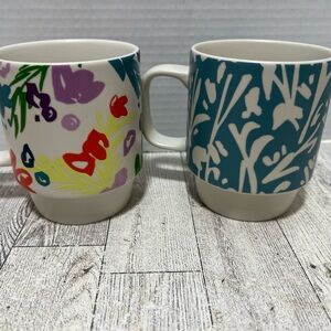 Lot of two Starbucks multi colored mugs